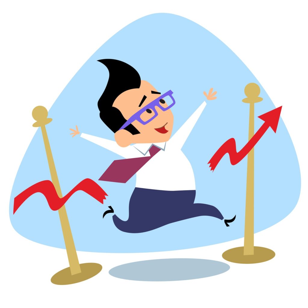 overweight business man finally succeeding.